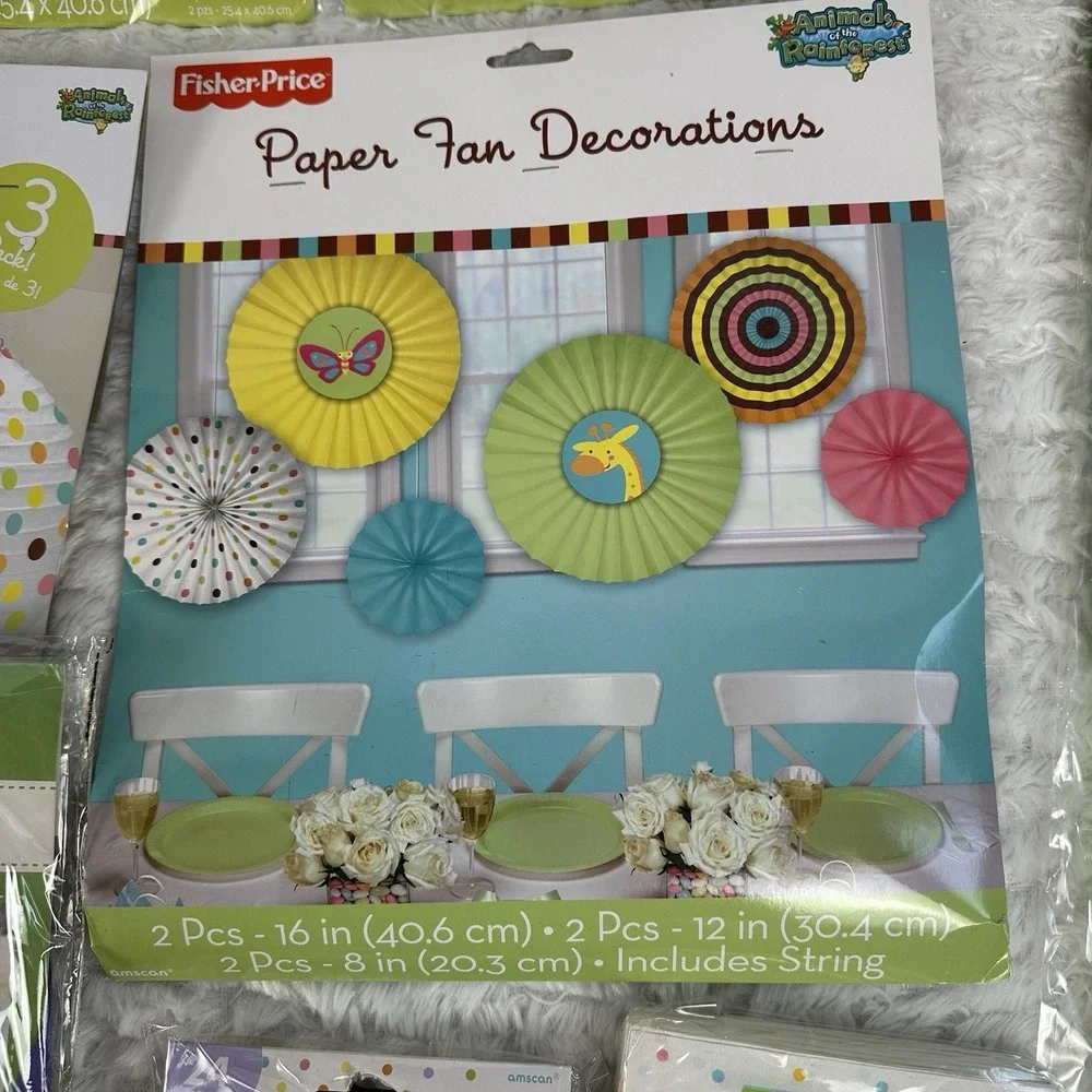Fisher Price Rainforest Animals Baby Shower Decorations‎ Banner Bundle Neutral